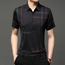 2023夏季新款男士短袖衬衫男薄款翻领上衣中年男士商务休闲衬衣潮，男装衬衫，电商B212（原钱塘6029）