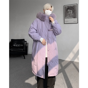 8XL-M 90白鸭绒大毛领羽绒服男中长款过膝设计感牛角扣YRFC05P398图片