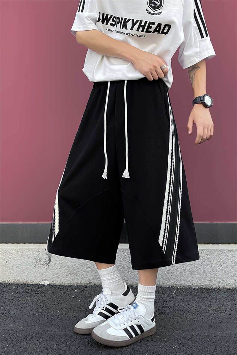 2025夏季新款泡泡斜针织蕾丝花边休闲七分裤男2553特批41控78,男装休闲裤,电商C305A