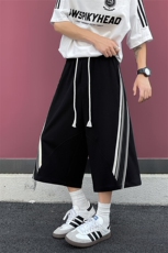 2025夏季新款泡泡斜针织蕾丝花边休闲七分裤男2553特批41控78，男装休闲裤，电商C305A