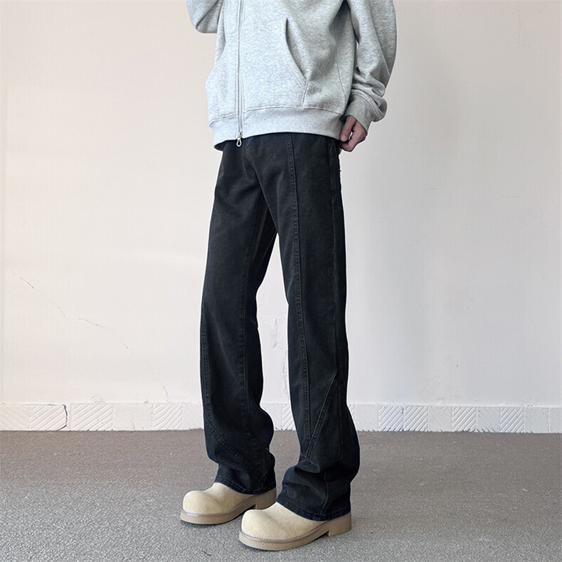 新品四季款特殊剪裁黑色百搭个性男式牛仔裤子8931/P45,男装牛仔裤,星座902A