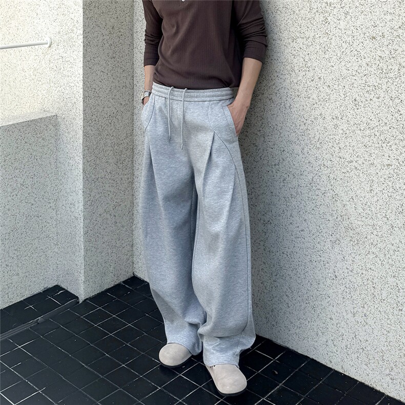 设计款大裤腿弯刀运动裤灰色K235/P85,女装休闲裤,电商A242