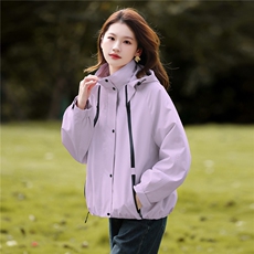 户外休闲连帽三合一冲锋衣外套女2025冬季加绒宽松百搭派克服棉服，女装套装/套裙，丽影随形