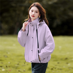 户外休闲连帽三合一冲锋衣外套女2025冬季加绒宽松百搭派克服棉服图片