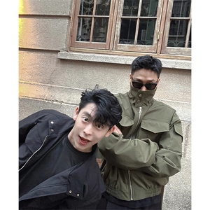 军绿色美式轻骑兵外套男款立领cleanfit飞行员正肩短款工装服夹克图片