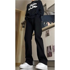 欧美高街vibe风痞帅牛仔裤男生ins潮牌宽松显瘦加绒冬季直筒长裤，男装牛仔裤，星座218-8