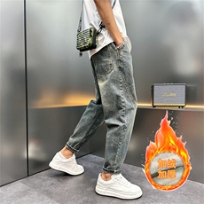 1506-1/KFT10201加绒/P58牛仔裤男秋冬新款宽松阔脚长裤男士加绒，男装牛仔裤，星座1506-1