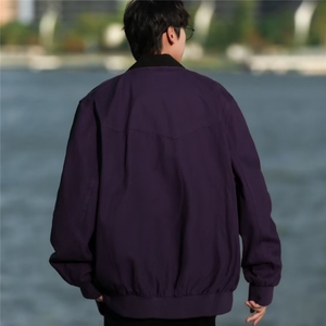 夹克男款潮牌棒球服美式复古宽松纯色飞行员外套图片