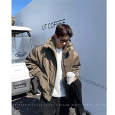 *美式复古解构夹克冬季加厚保暖毛领百搭高级感夹棉棉服外套，男装夹克，星座506A