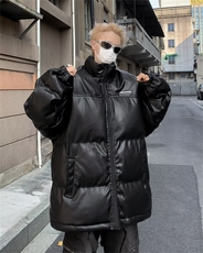 2024冬季加厚立领棉服外套美式复古设计感PU皮棉衣男W8036-P85，男装棉衣，星座512-4