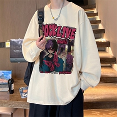 直播品质秋冬重磅潮牌嘻哈美式印花纯棉长袖T恤打底衫CT373特P28，男装T恤，电商A486