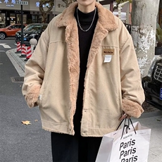 现货美式复古灯芯绒棉服男冬季加绒加厚羊羔毛棉衣外套78622-p70，男装棉衣，星座1008