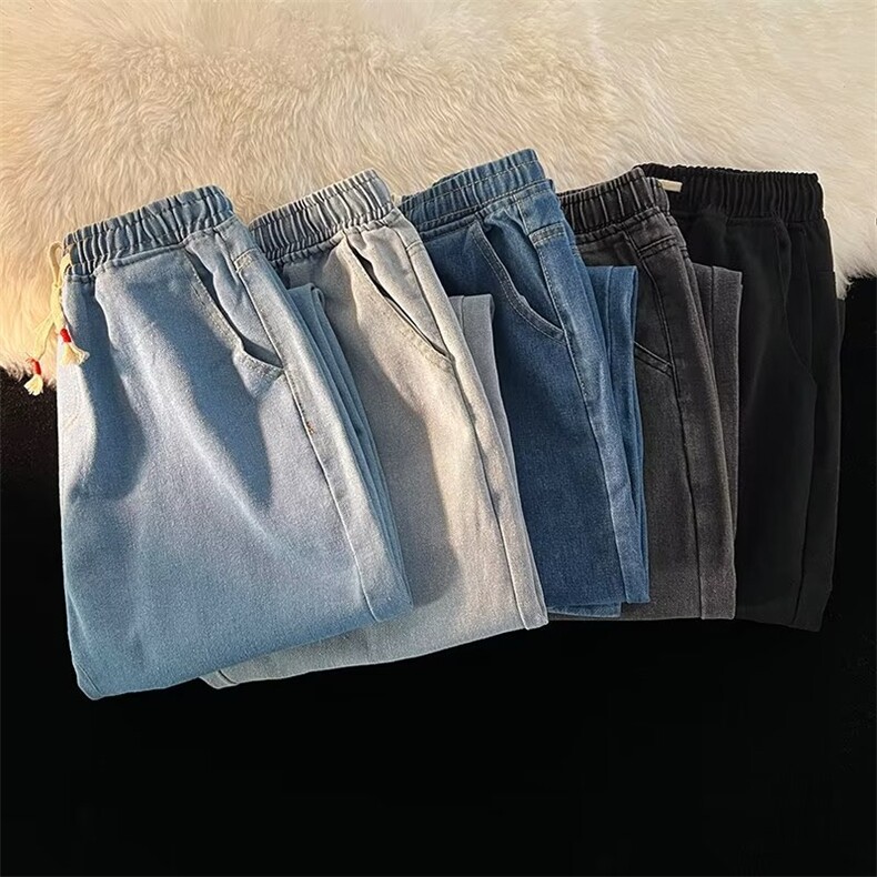 系绳直筒牛仔裤男ins潮牌宽松休闲长裤大码5XL裤子NK228P35,男装牛仔裤,星座1116-2