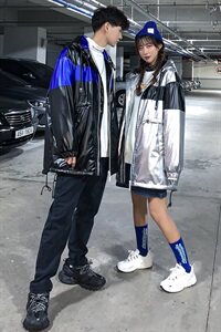 709-MY06-P115 2020冬款 冬季宽松保暖羊羔毛棉服百搭亮光皮外套图片