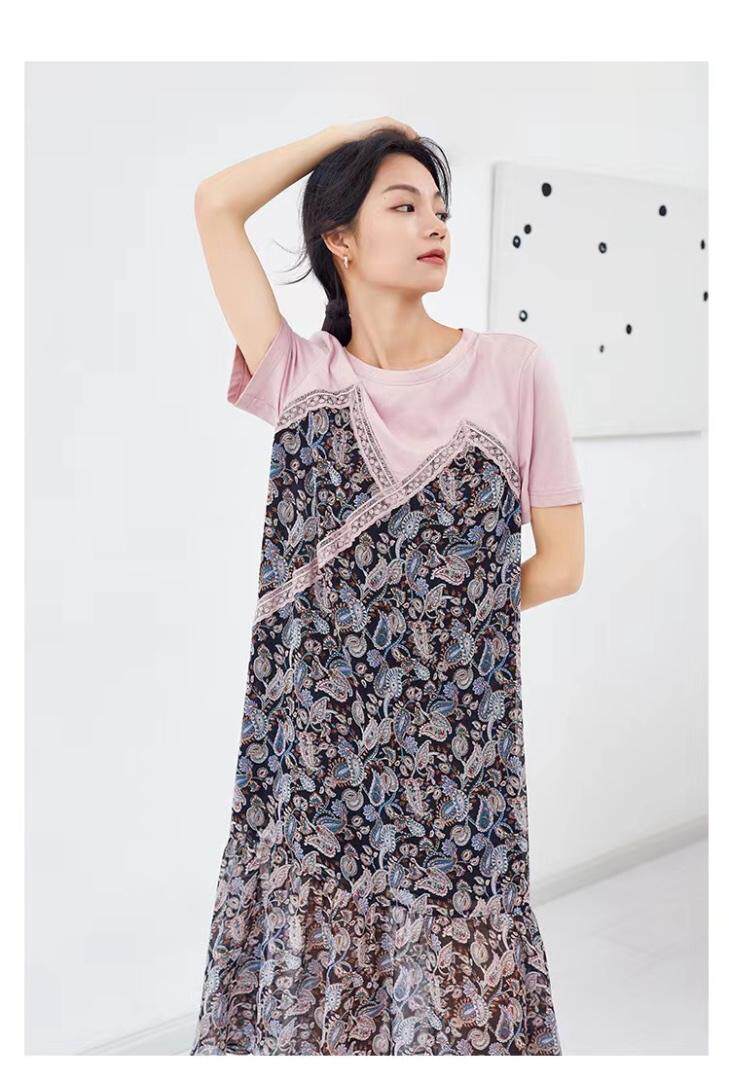 新货夏新款假两件套连衣裙，女装连衣裙，觅处