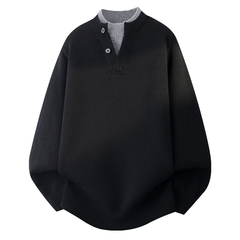 MY2121-TP55假两件高品质针织衫打底衫长袖套头毛衣外套，男装T恤，电商A320