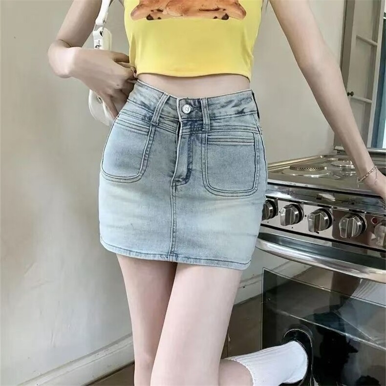 牛仔a字半身裙女2025早春新款设计感小众防走光裙裤高腰包臀短裙,男装休闲裤,星座1210-1