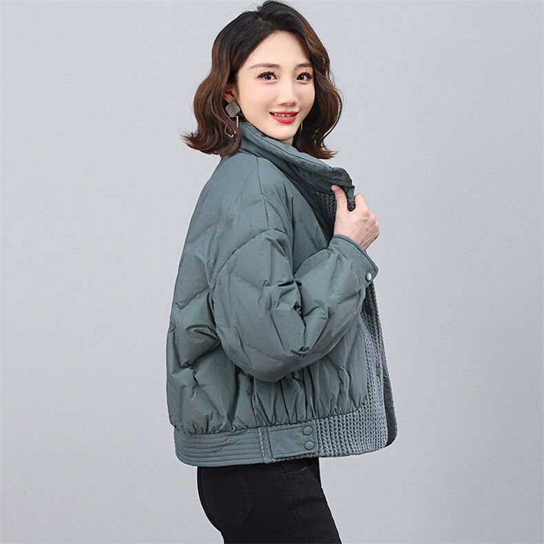 全年备货~2023冬季新款羽绒服毛线拼接短款白鸭绒外套,女装羽绒服,忆绮罗