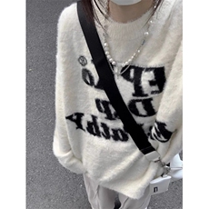 马海毛字母圆领毛衣男女慵懒风潮情侣装针织衫外套MY9167，男装针织衫/毛衣，星座1116A（原606A-3）