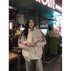 三条杠立领加厚短款棉服男女冬季保暖面包服中性风棉袄美式外套潮图片