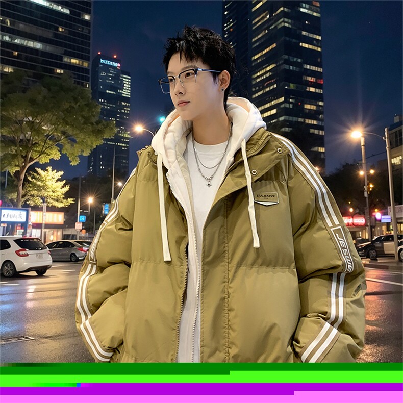 棉衣男冬季新款港风假两件宽松连帽学生棉服MY8882-P82,男装棉衣,星座214-3