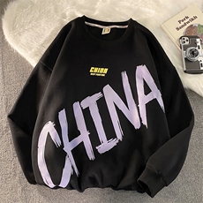 EY14春季新款港风宽松男女China圆领长袖套头卫衣情侣装P38，男装卫衣，电商C306-1