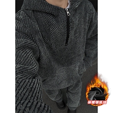 特批P108无差价冬季雪尼尔雪尼尔小香风粗花针织套装TZ5141J加绒，男装休闲套装，电商A001-1