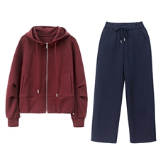 长期有货休闲运动套装女2026春装新款韩版时尚开衫连帽卫衣两件套，女装套装/套裙，璐依舞