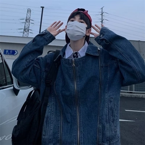小众设计感垫肩短款牛仔夹克男女水洗牛仔复合休闲百搭外套NT2133图片