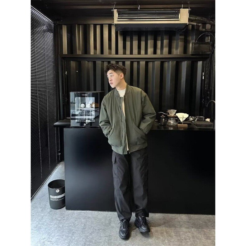 春秋少年感工装棒球服男生情侣美式飞行员外套高级复古港风夹克,男装夹克,星座506A