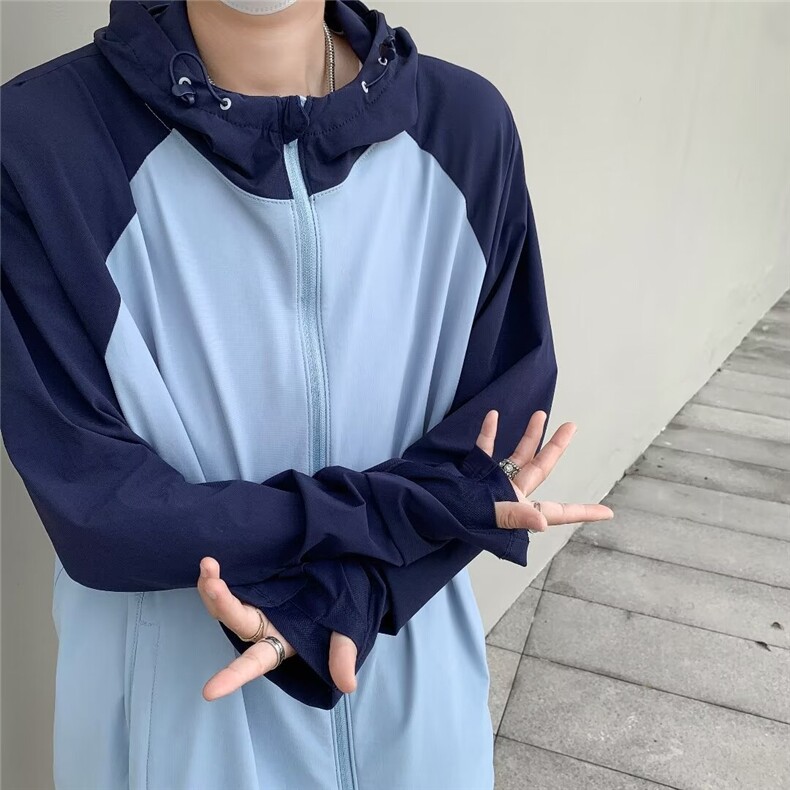 薄款防晒衣男夏季山系户外潮宽松日系连帽防紫外线外套W5829-P40，男装防晒衣，星座412-2