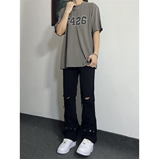 夏季美式高街破洞铆钉牛仔裤货号K750P60，男装牛仔裤，电商A063