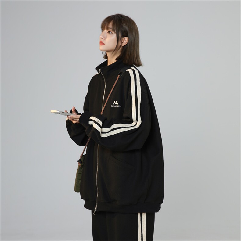 XZ301ATZ07中性撞色条纹学生休闲套装上衣P68控88裤子P50控68,男装休闲套装,星座301A