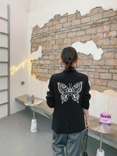 春季欧版西装发夜光的蝴蝶，女装西装，蓝衣可