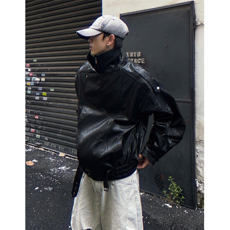 美式高街重磅解构拼接PU皮衣男女潮宽松cleanfit外套J3624,男装皮衣,星座1116A（原606A-3）