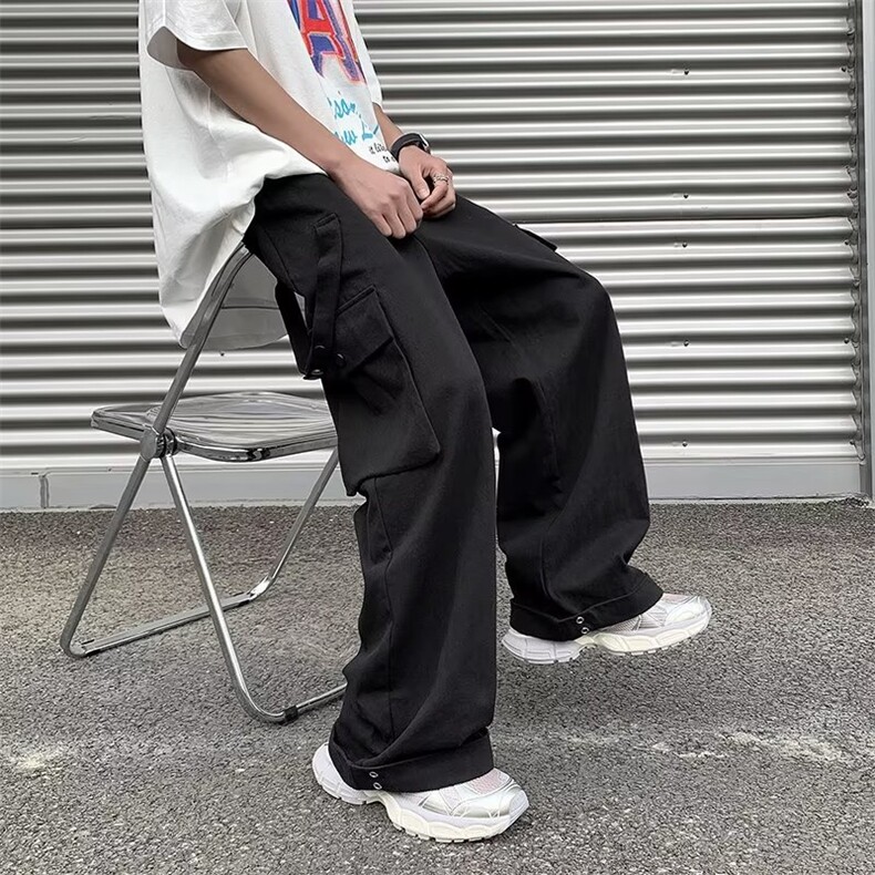 长裤休闲裤新款男工装裤文艺宽松型春秋青春流行时尚潮牌潮图片
