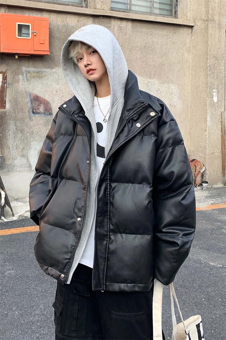 8XL-M高品质！！特大码羽绒服假两件皮棉袄连帽羽绒服YRFC02P190,男装羽绒服,电商D206-1