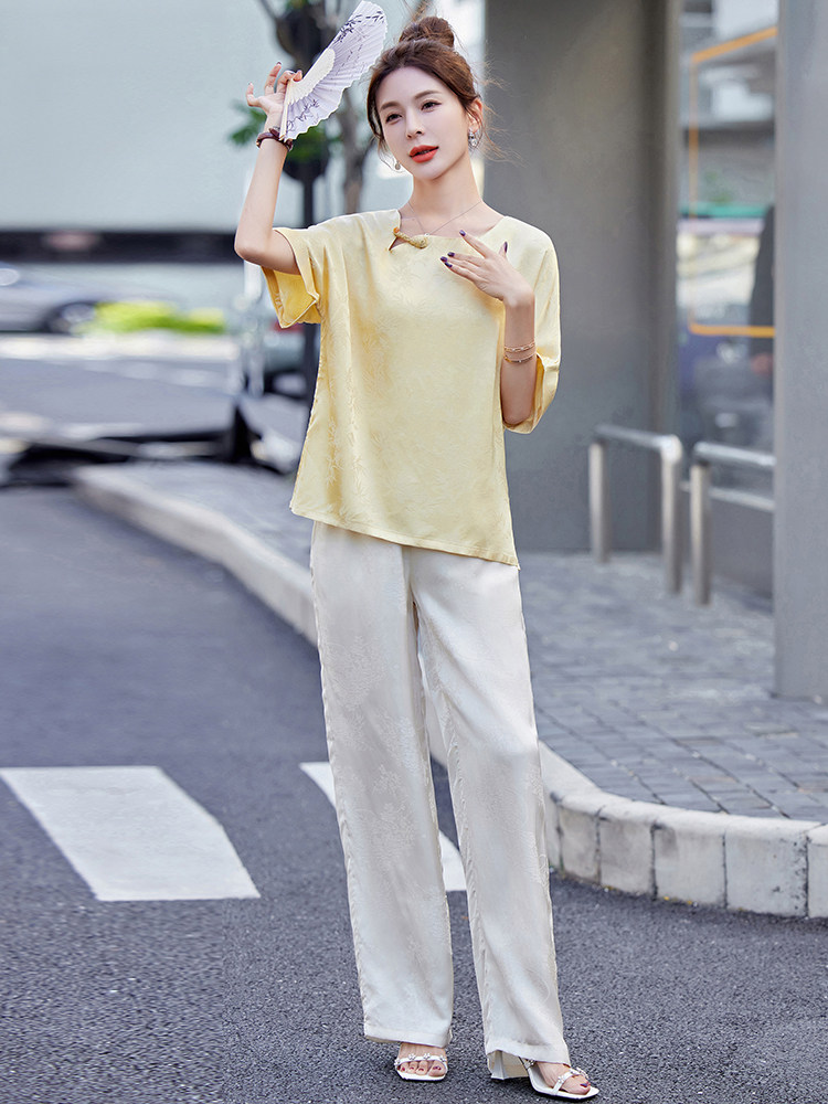 新中式国风时尚套装女2025年新款夏季复古洋气减龄改良旗袍两件件,女装套装/套裙,新依时派