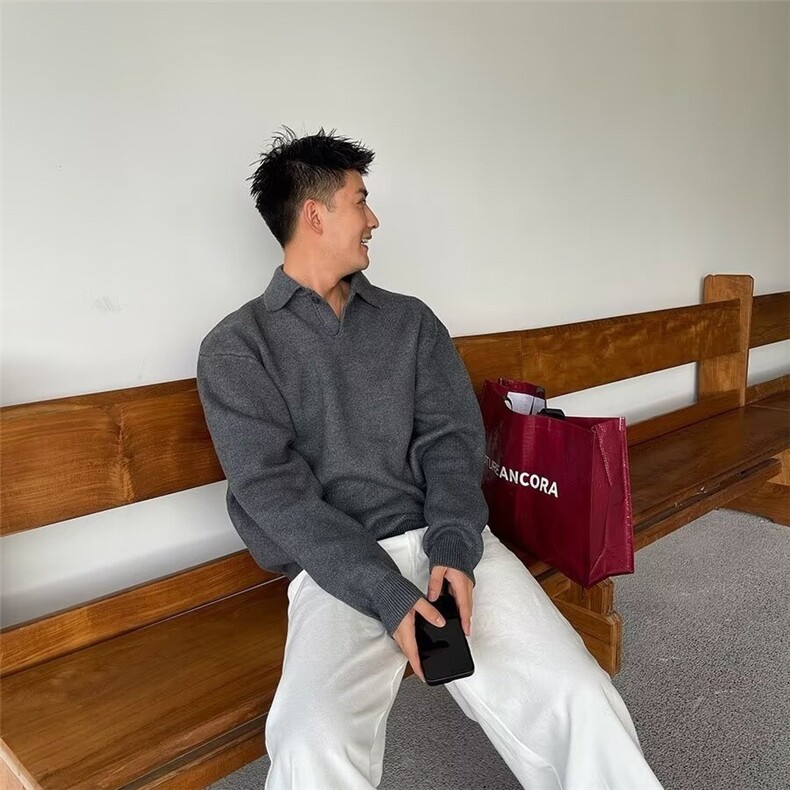 美式潮牌翻领针织衫宽松男MY66-P59,男装针织衫/毛衣,星座208-5