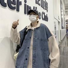 牛仔外套男潮牌设计感拼接港风韩版潮流宽松休闲夹克JK0210-P80，男装夹克，星座308B-1