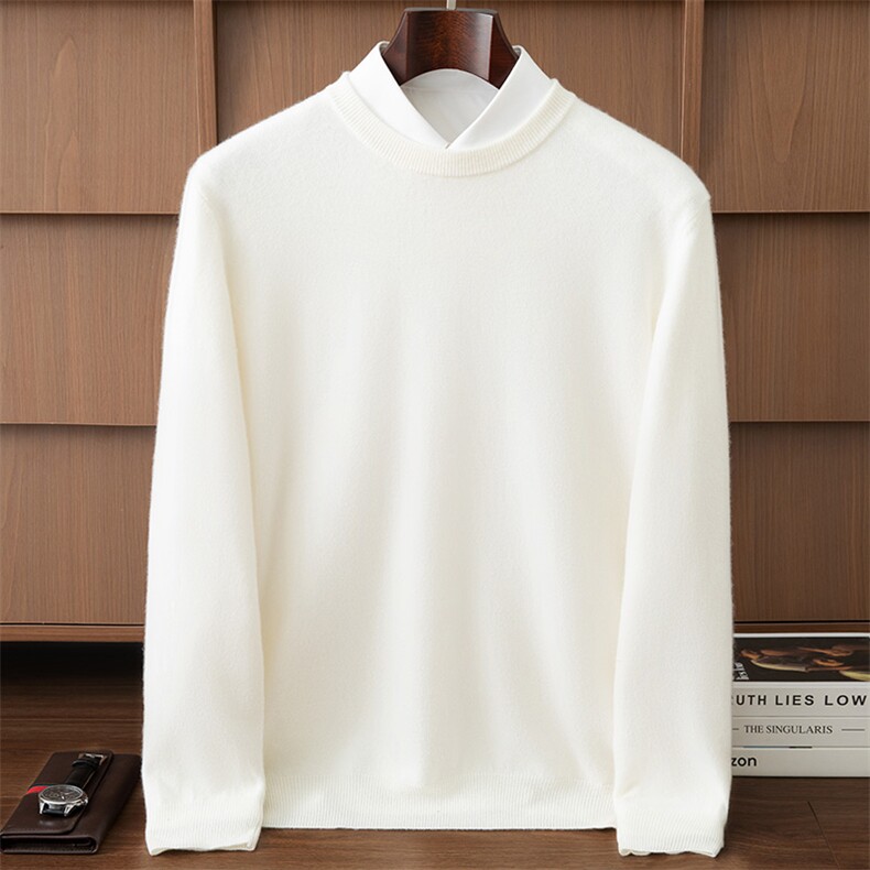2025舒适百搭圆领长袖羊绒衫男士秋冬新款，男装羊绒套衫，伊雪娇羊绒