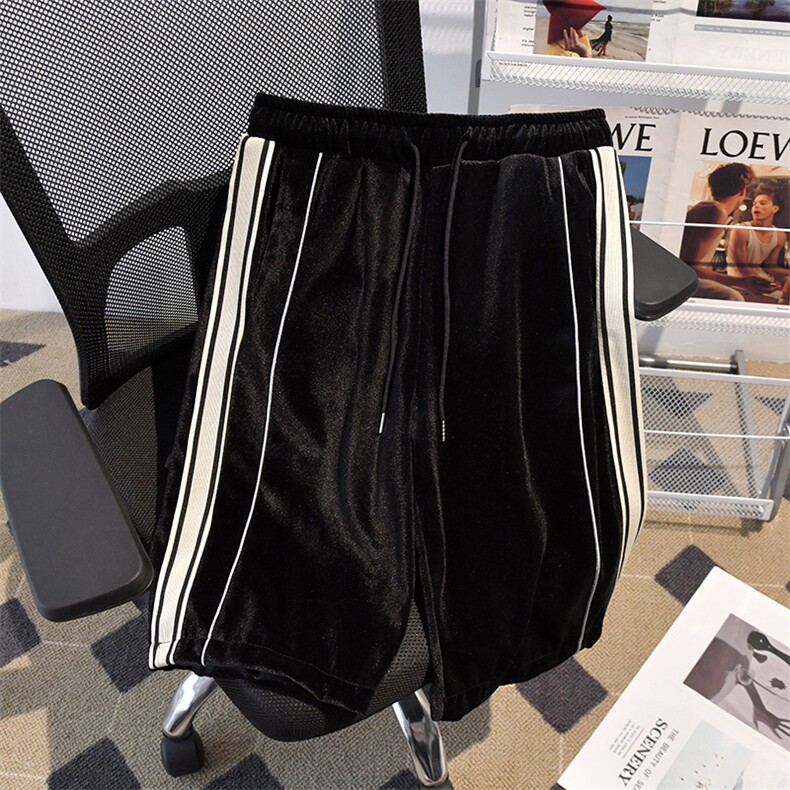 得物品质夏款男运动套装短袖T恤短裤三条杠条纹拼接套装TZ144P70,男装T恤,星座1013-1