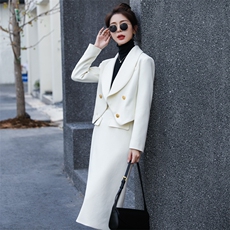 复古气质小香风西装外套半裙套装女韩系高级感秋冬通勤两件套，女装套装/套裙，卡杰菲