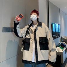 夹克男韩版潮流拼色港风潮流2023秋冬季新款ins宽松外套W3658-P50，男装夹克，星座412-3