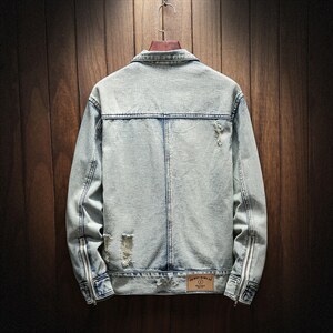 jk025-p85 M-5XL白墙ins牛仔夹克大码男日系CITYBOY图片