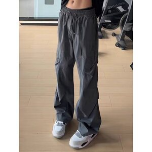 灰色斜切尼龙速干工装裤男美式冰丝透气伞兵裤户外登山裤 KK22图片