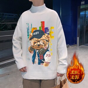 M18211-P45 加绒款-P65半高领毛衣男士大码针织衫男毛线衣男图片