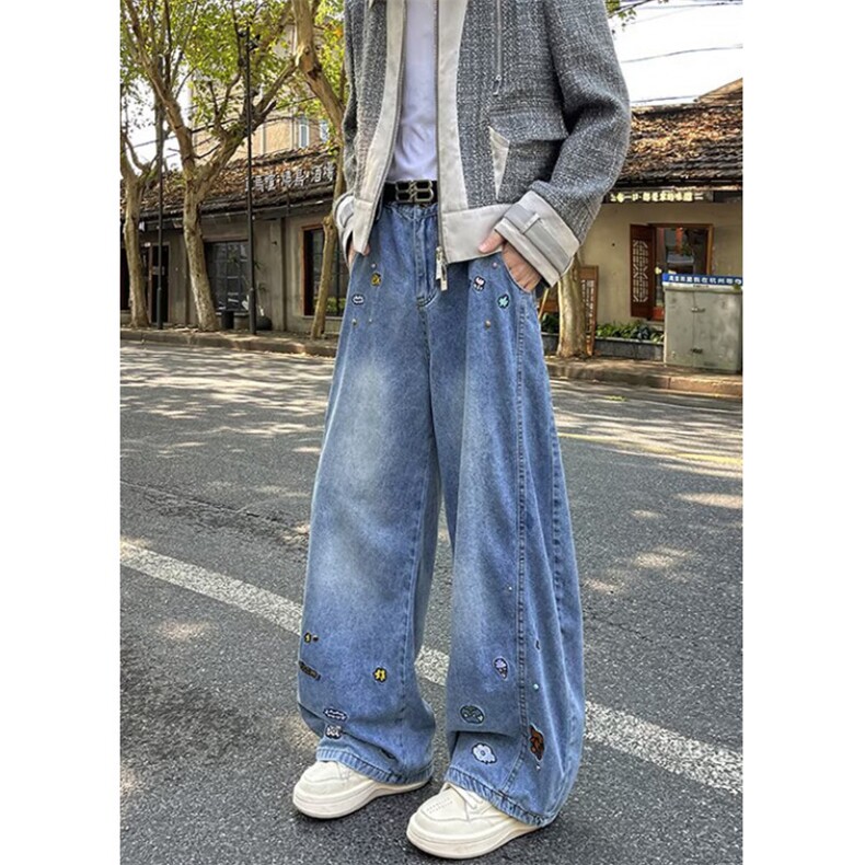 原宿日系简约气质慵懒新款百搭文艺牛仔裤时尚潮流流行insNA707,男装牛仔裤,星座1116A（原606A-3）