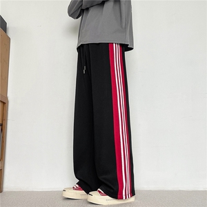 春秋新款美式侧条纹撞色休闲裤男潮流痞帅高级百搭宽松运动直筒裤图片