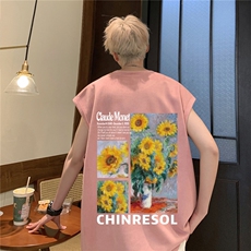 2025新款重磅高品质麂皮绒无袖坎肩背心向日葵印花JB4111-特P19，男装背心/马甲，星座508（原C305）